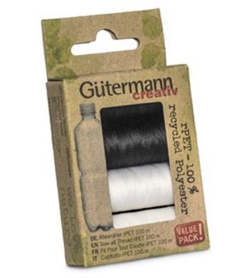 Gutermann Sew-all rPET 4 Spool- Black and White 731136-1