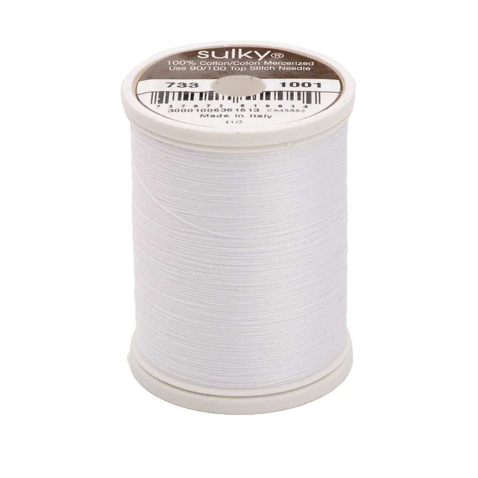 Sulky Cotton 30wt Thread 1001 Bright White  500yd Spool