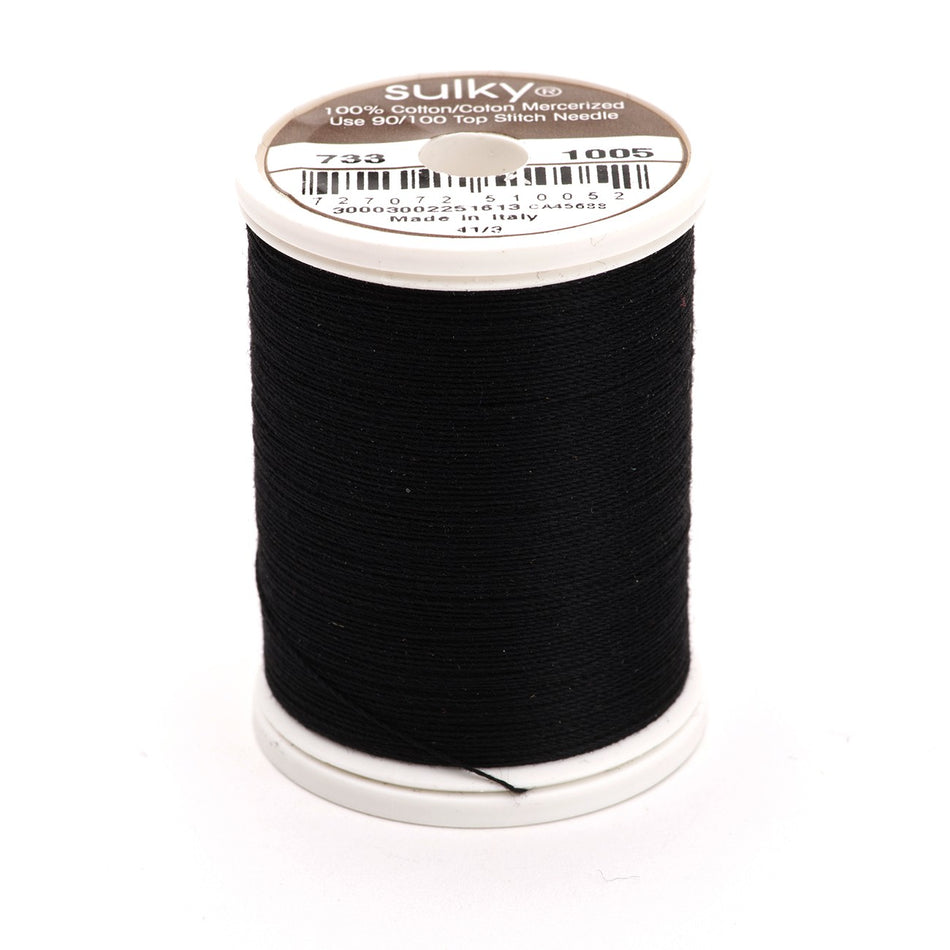 Sulky Cotton 30wt Thread 1005 Black  500yd Spool