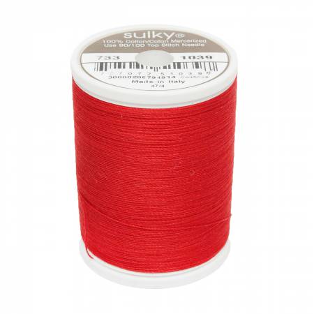 Sulky Cotton 30wt Thread 1039 True Red  500yd Spool