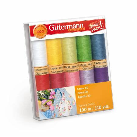 Gutermann Spring 10 Spool 50wt Cotton Thread Set