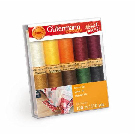Gutermann Fall 10 Spool 50wt Cotton Thread Set