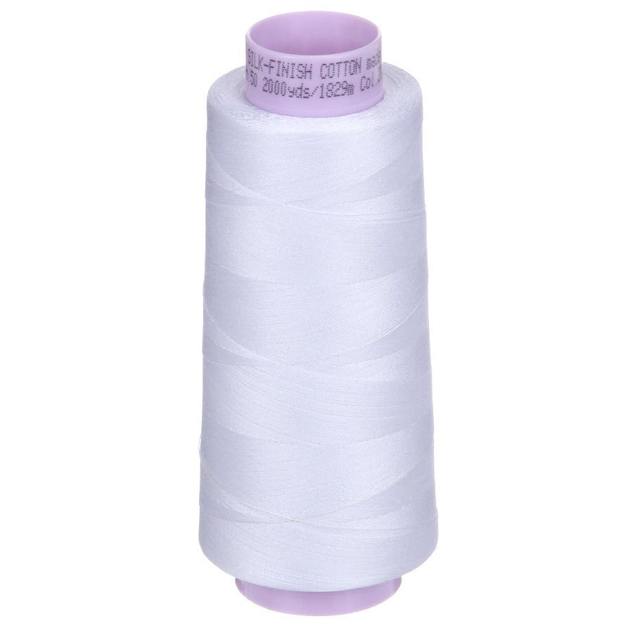 Mettler 50wt Silk Finish Thread 0002 White  2000yd/1829m