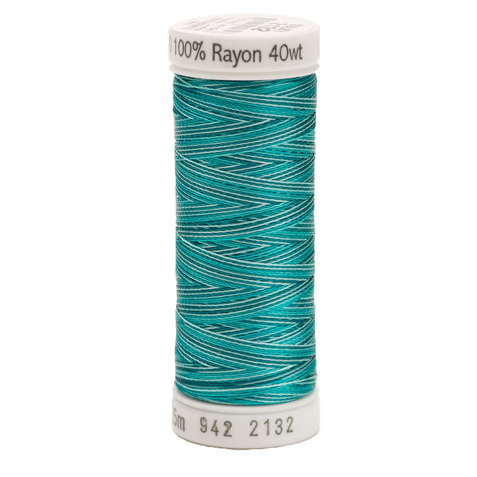 Sulky Variegated 40wt Rayon Thread 2132 Aqua Teal   250yd