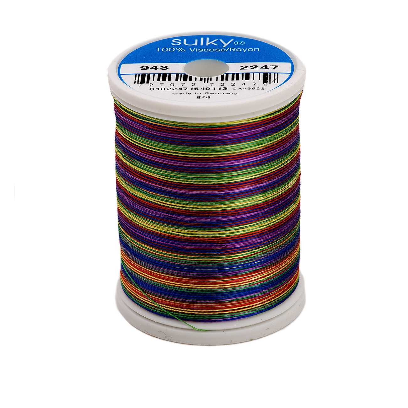 Sulky Variegated 40wt Rayon Thread 2247 Blue-Lavender-Red-Yellow-Green Var  850yd