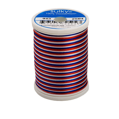 Sulky Variegated 40wt Rayon Thread 2504 Red-White-Blue   850yd