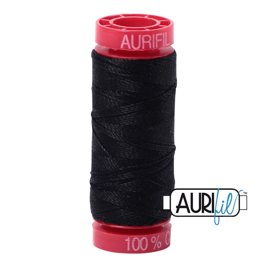 02692 Black  - Aurifil 12wt Thread 54yd/50m