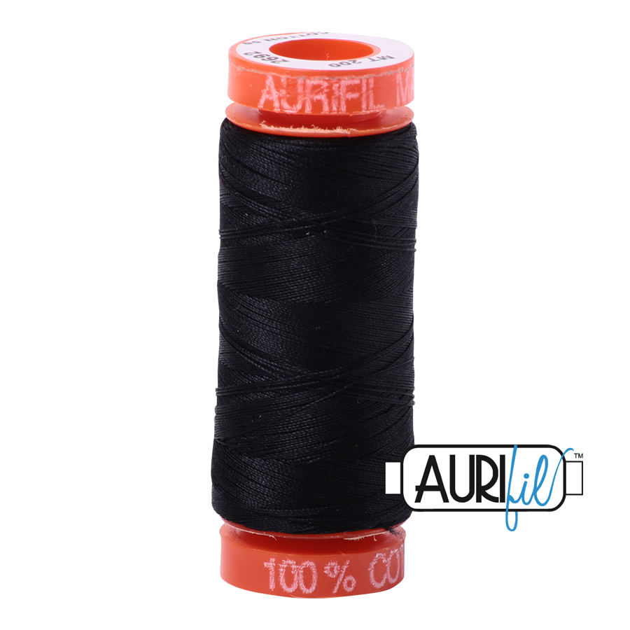 02692 Black  - Aurifil 50wt Thread 220yd