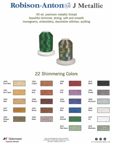 Robison Anton J Metallic Real Thread Chart – Red Rock Threads