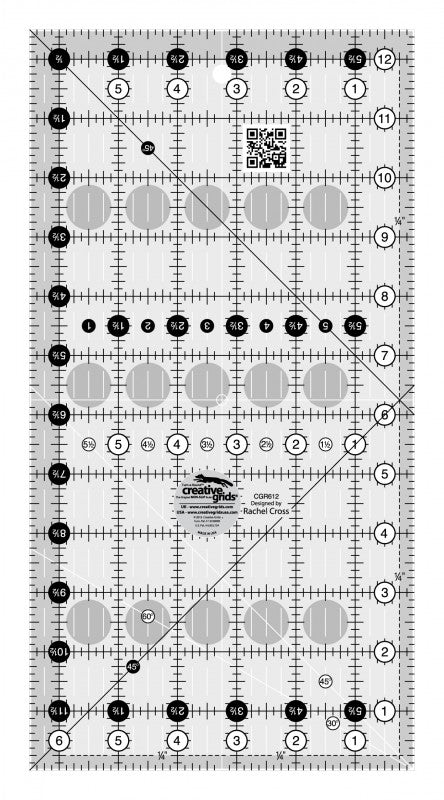 Creative Grids Quilt Ruler 6-1/2in x 12-1/2in CGR612