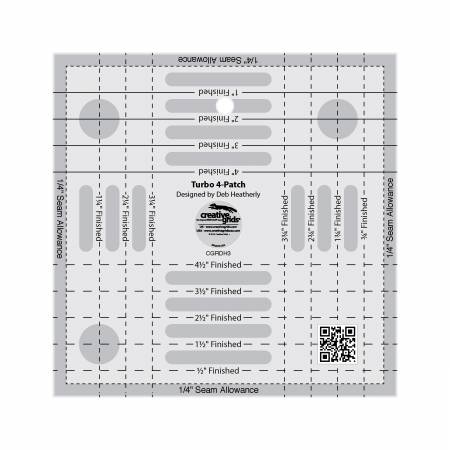 Creative Grids Turbo 4-Patch Template Quilt Ruler CGRDH3