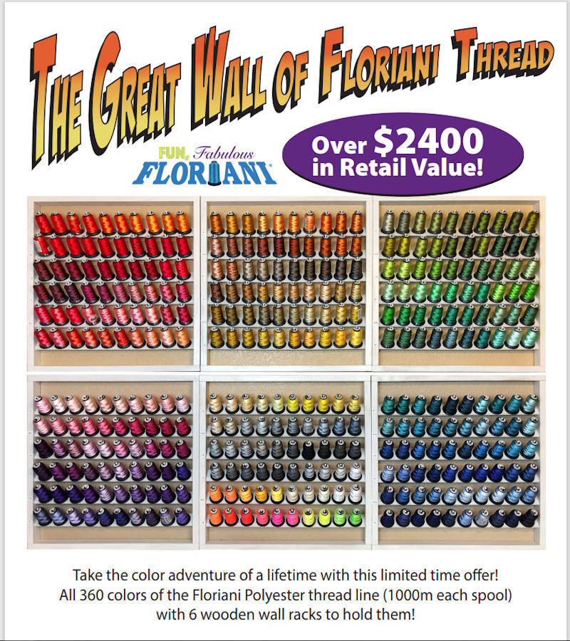 Floriani Thread Set - 360 1000m Spools and 6 60 Spool Thread Racks ...