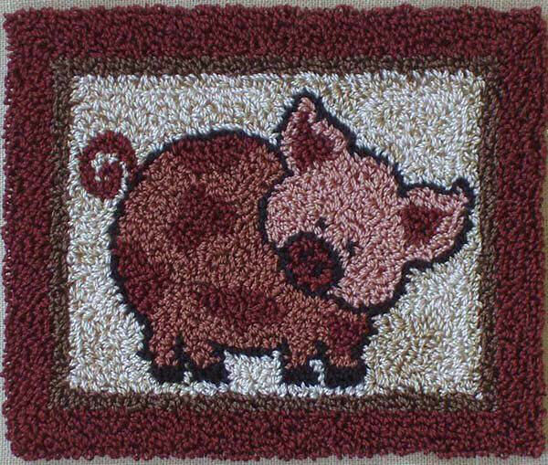 Pink Pig Punchneedle Kit from Rachels Of Greenfield