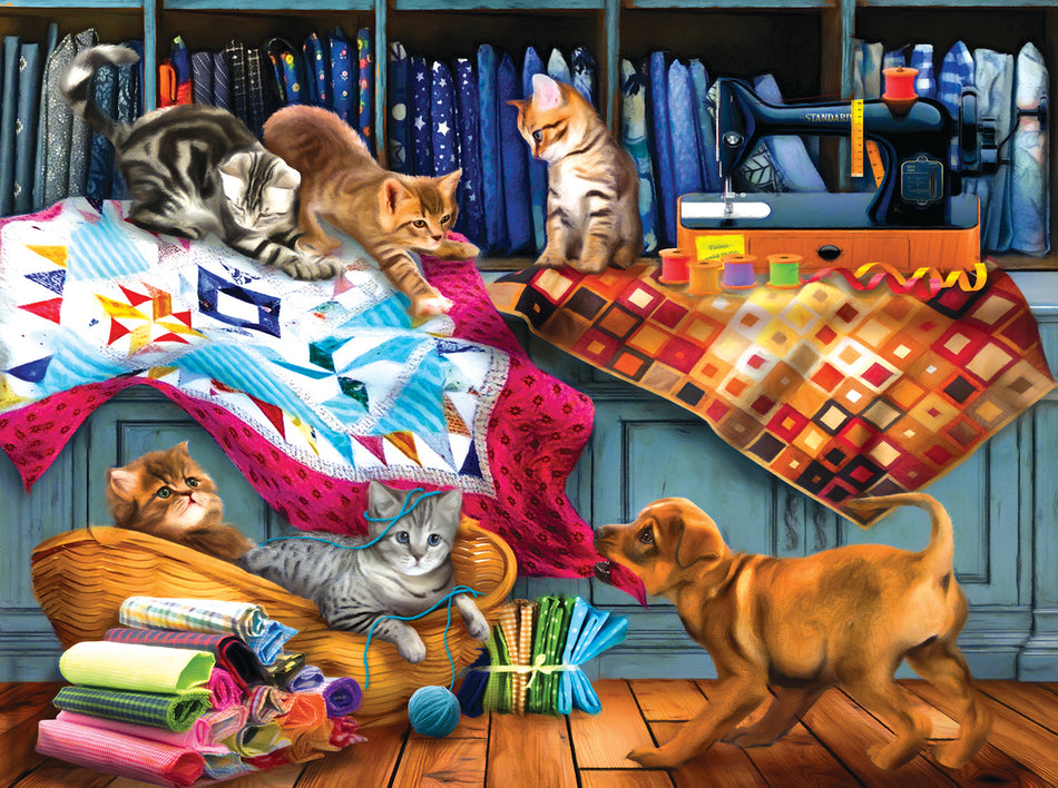Quilting Room Mischief Jigsaw Puzzle