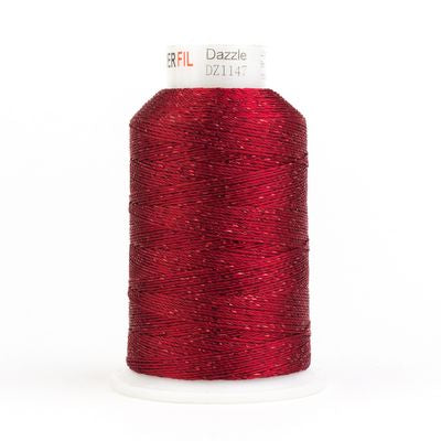 Wonderfil Dazzle 8wt Rayon/Metallic Thread 1147 Xmas Red  450yd/411m
