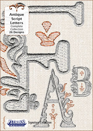Antique Script Letters Floriani Signature Design Collection