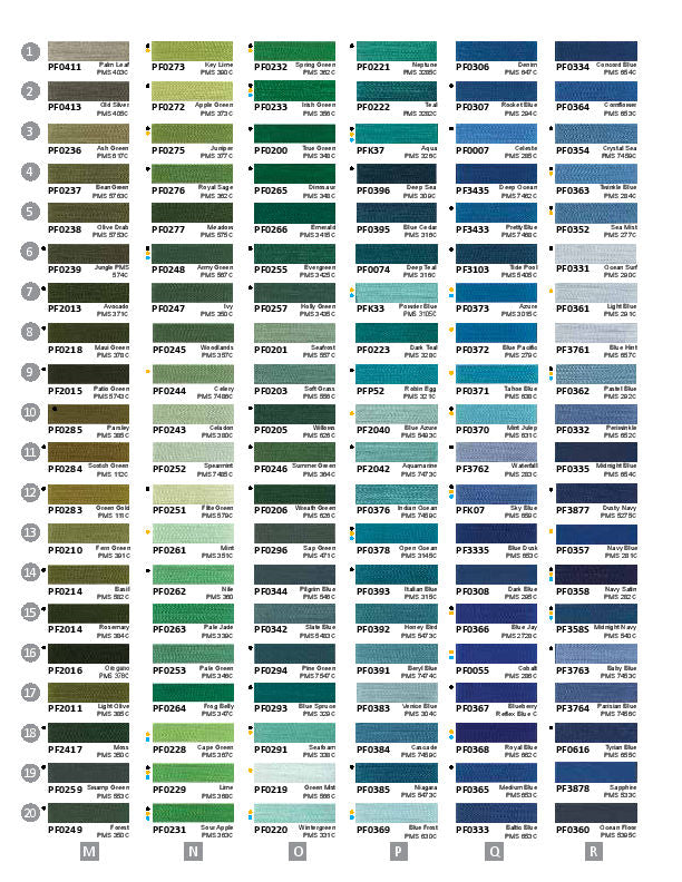 Floriani Thread Color Chart – Red Rock Threads